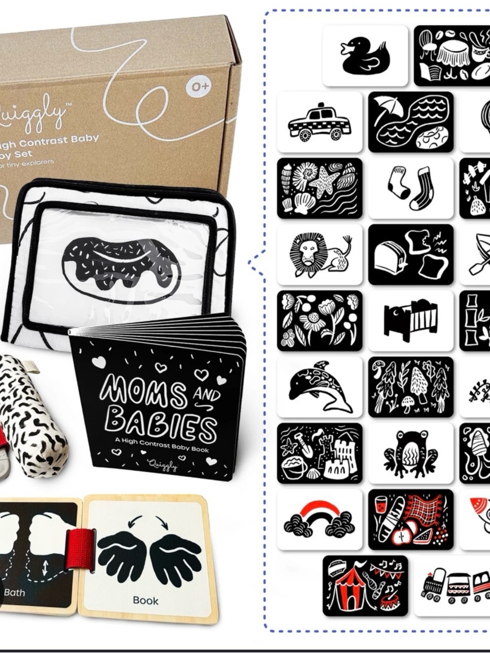 Moms and Babies High Contrast Baby Book - Black & White. Box a little damaged